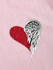 Heart Wing Print Solid Unisex T Shirt -  