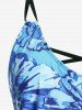 Plus Size Flower Backless Ombre Cinched Padded Boyleg Tankini Swimsuit -  