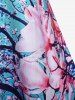 Plus Size 3D Flower Printed Crisscross Sleeveless A Line Dress -  