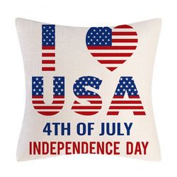 USA Independence Day Letter Print Pillow Cover Patriotic Pillowcase - MULTI