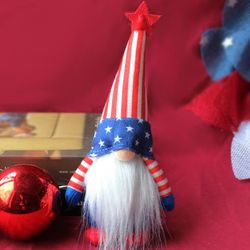 USA Independence Day Stripe and Star Faceless Old Man Doll - MULTI