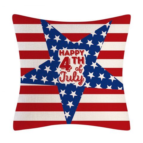 USA Independence Day Star and Stripe Pillow Cover Patriotic Pillowcase - MULTI