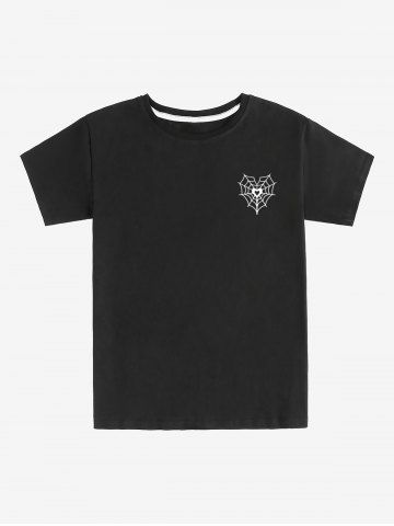 T-shirt Unisexe à Imprimé Toile de Cœur à Manches Courtes - BLACK - L