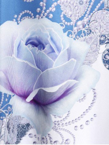 Plus Size Floral Print Colorblock Tee