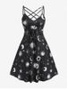 Plus Size Strappy Backless Lace Up Sun Moon Vintage Sleeveless Dress -  