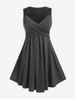 Plus Size Lace Panel Cross Sleeveless A Line Casual Dress -  
