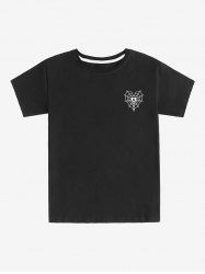 T-shirt Unisexe à Imprimé Toile de Cœur à Manches Courtes - Noir L
