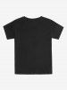 T-shirt Unisexe à Imprimé Toile de Cœur à Manches Courtes - Noir L