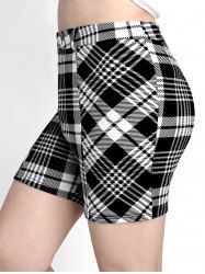 Plus Size Plaid High Waist Shorts -  