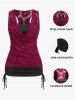Plus Size Cowl Neck Cinched Rose Lace Tank Top -  