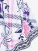 Plus Size Rose Plaid Print Crossover Tank Top -  