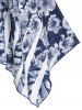 T-shirt Mouchoir Plissé à Imprimé Fleuri de Grande Taille - Bleu profond 4X | US 26-28