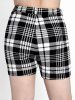Plus Size Plaid High Waist Shorts -  