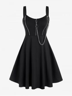 Plus Size&Curve Punk Zippered Chain Sleeveless Dress - BLACK - 2X
