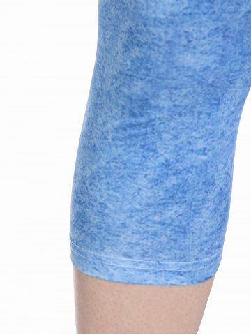 Plus Size 3D Jeans Floral Printed Capri Leggings