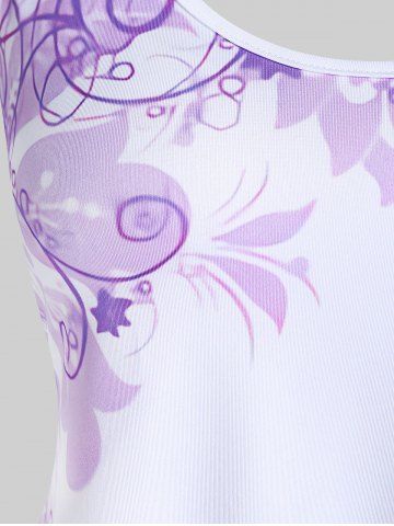 Plus Size Butterfly Print Lace Panel Tank Top