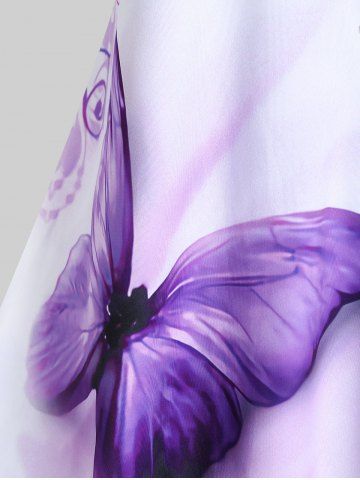 Plus Size Butterfly Print Lace Panel Tank Top