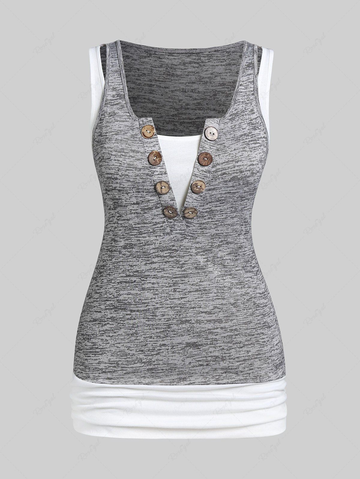 Hot Plus Size Ruched Colorblock Tank Top  