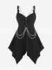 Gothic O Ring Chains Handkerchief Tank Top and Rose Leggings Plus Size Summer Outfit -  