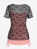Gothic Crossover Sheer Lace Skull Tee and Cinched Tank Top Set -  