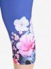 Plus Size Flower Printed High Waisted Capri Leggings -  