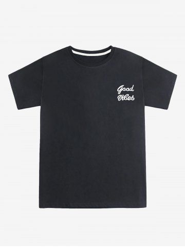 Camiseta Unisex Manga Corta Estampado Letras - BLACK - L