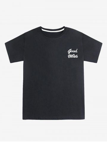 Camiseta Unisex Manga Corta Estampado Letras - BLACK - XL