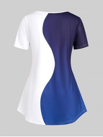Plus Size Two Tone Short Sleeves Tee