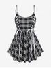 Plus Size Plaid Lace Up Chain Backless Tunic Tank Top -  