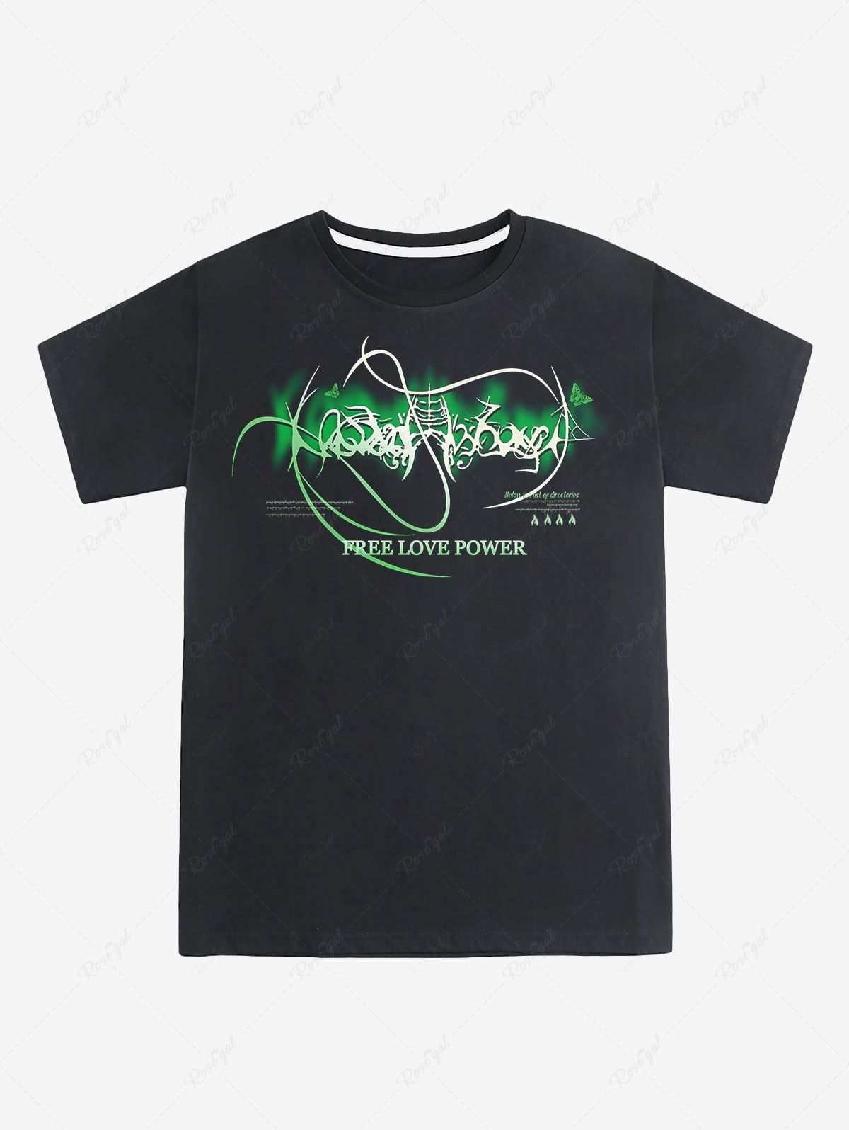 T-shirt Unisexe Lettre Graphique Respirant à Manches Courtes Noir 4XL