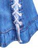 T-shirt à Imprimé 3D Jean de Grande Taille à Lacets - Bleu 3X | US 22-24