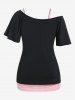 Plus Size Skew Neck Graphic Tee and Cami Top Set -  