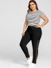 Plus Size High Rise Grommets Lace Up Skinny Pants -  