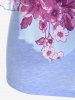 T-shirt Superposé à Imprimé Fleuri de Grande Taille à Volants - Pourpre  M | US 10