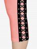 Legging Corsaire à Imprimé 3D en Blocs de Couleurs de Grande Taille à Lacets - Rose clair 5x | US 30-32