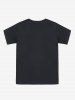 T-shirt Unisexe à Imprimé Chat à Manches Courtes - Noir L