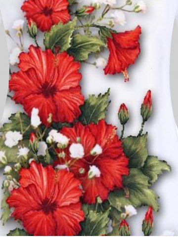 Plus Size 3D Flower Printed Short Sleeves T Shirt