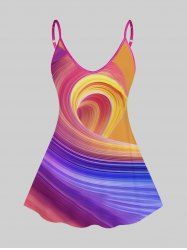 Plus Size Psychedelic Swirl Printed Tank Top -  
