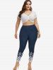 Plus Size High Waisted Floral Print Skinny Leggings -  