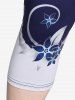 Plus Size Colorblock Flower Printed Capri Leggings -  