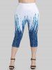 Legging Corsaire à Imprimé 3D Jean en Deux Couleurs de Grande Taille - Bleu profond S | US 8