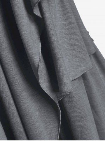 Plus Size Layered Draped Buttoned Round Hem Tunic Tee