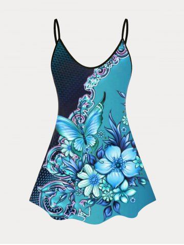 Plus Siz 3D Flower Printed Cami Top
