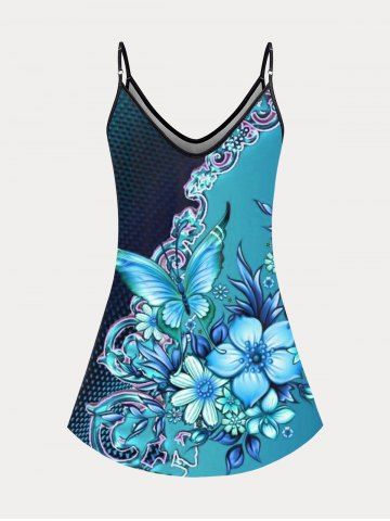 Plus Siz 3D Flower Printed Cami Top