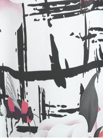 Plus Size Plaid Floral Print Tee