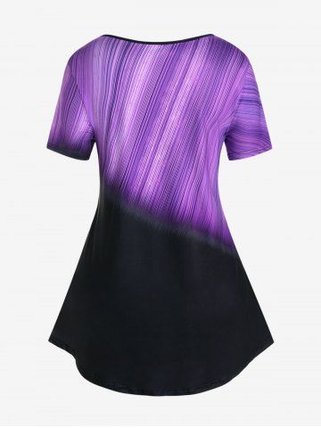 Plus Size Colorblock Floral Heart Print Tee