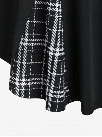 Plus Size Crisscross Plaid Chains Empire Waist Tank Top