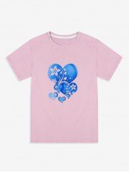 T-shirt Unisexe à Imprimé Fleur Cœur - Rose clair 3XL