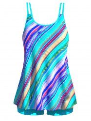 Maillot de Bain Tankini Coloré Imprimé à Double Bretelle - Bleu M