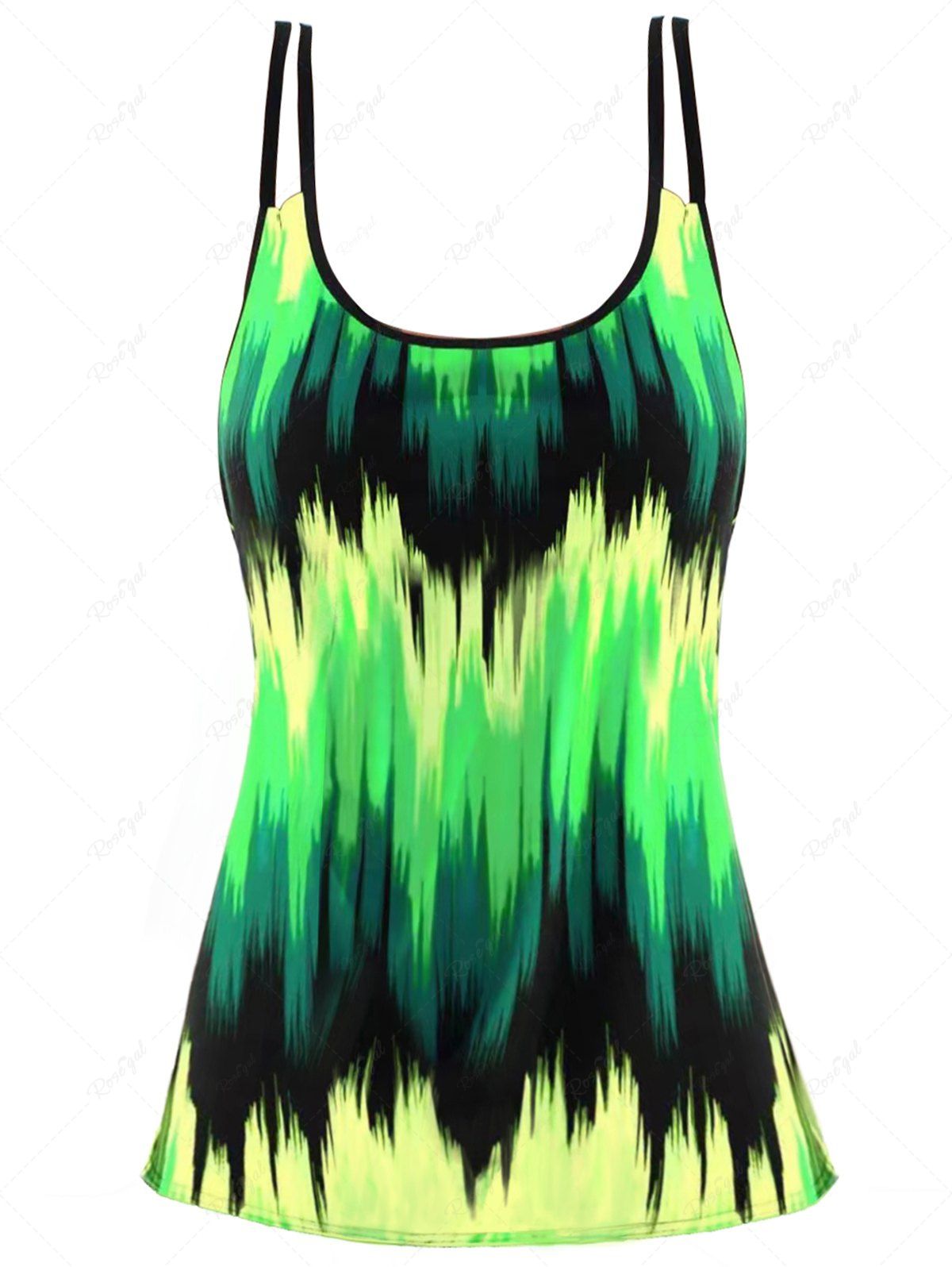 Affordable Modest Contrast Colorblock Padded Dual Strap Boyshorts Summer Beach Tankini Swimsuit  
